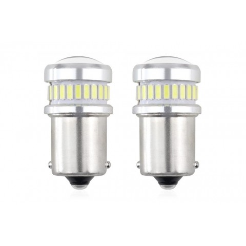 Automobilinė lemputė LED BA15S (p21w, r10w, r5w) 12-24V 5600K 6SMD balta Amio Canbus (vieneto kaina)
